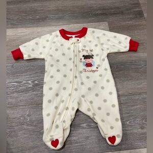 Just Born My First Christmas Baby Onesie Footie 0-3 Month Baby with Angel